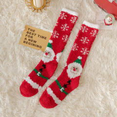 INS cartoon Coral velvet knee high christmas socks