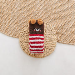 Winter warm Coral velvet cute animal striped girls long socks