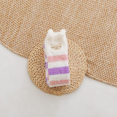 Winter warm Coral velvet cute animal striped girls long socks