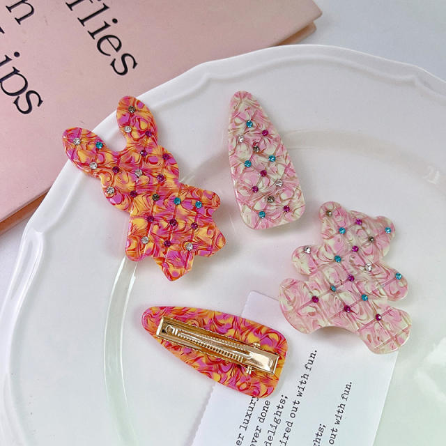 Cartoon pink rabbit bear shape Acetate fiber duckbill hair clips