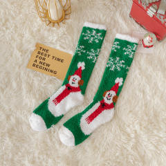 INS cartoon Coral velvet knee high christmas socks