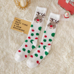 INS cartoon Coral velvet knee high christmas socks