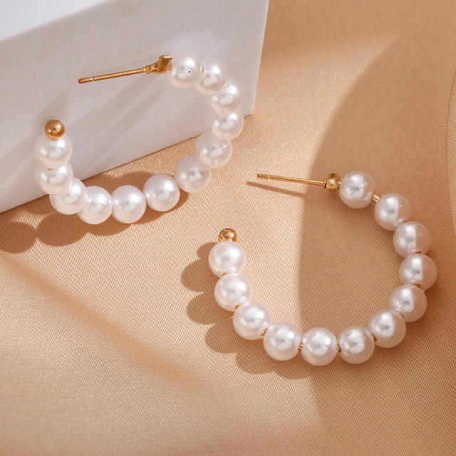 Elegant pearl hoop earrings