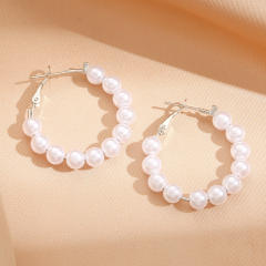 Elegant pearl hoop earrings