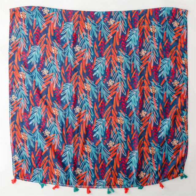 Dark color floral pattern thin fashion scarfs