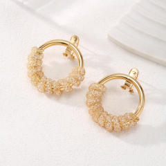 Cheap price gold color circle alloy earrings