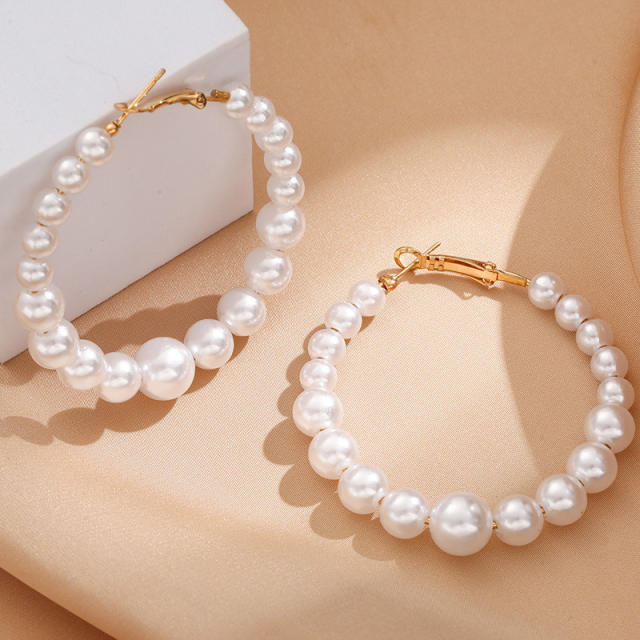 Elegant pearl hoop earrings