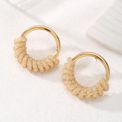 Cheap price gold color circle alloy earrings