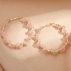 Elegant twisted imitation pearl bead hoop earrings for women