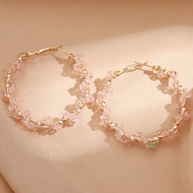 Elegant twisted imitation pearl bead hoop earrings for women