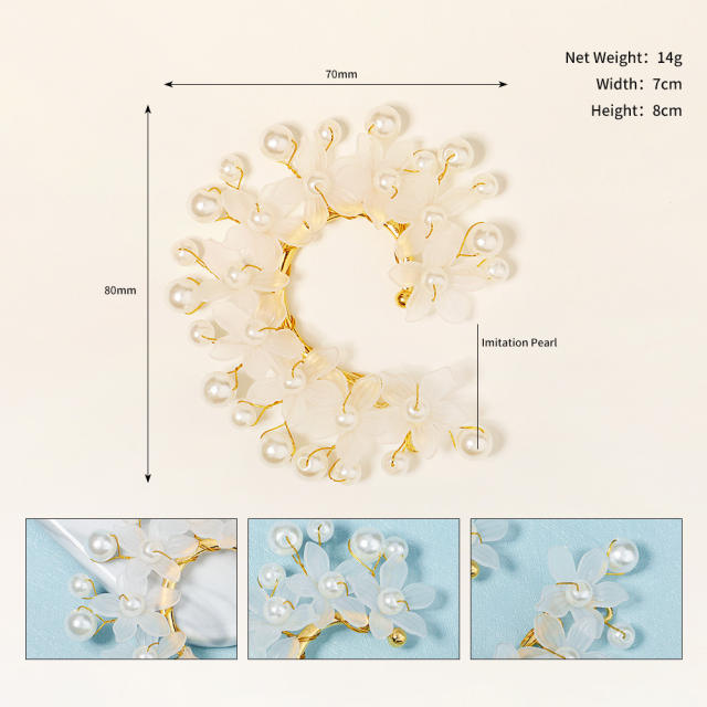 Personality handmade star pearl bead flower ear wrap