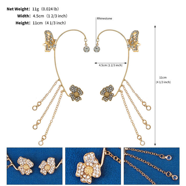 Personality handmade star pearl bead flower ear wrap