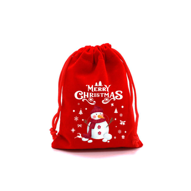 Christmas red color velvet string bag gift bag candy bag