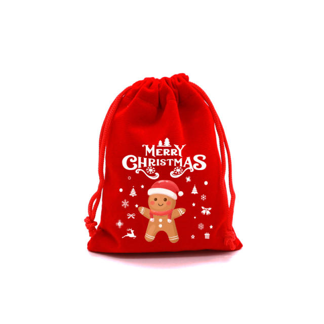 Christmas red color velvet string bag gift bag candy bag