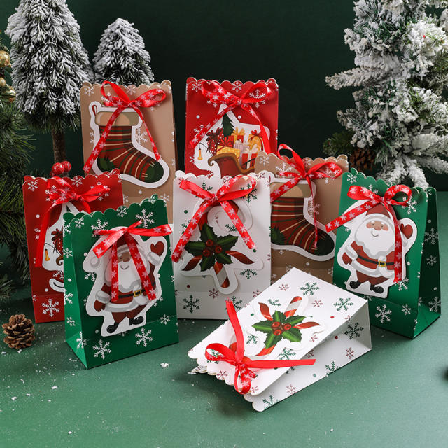 Creative ribbon bow christmas gift paper bag candy bag