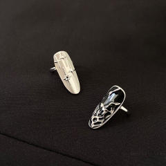 4PCS punk trend black color Y2K nail rings set