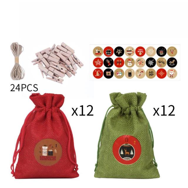 24pcs set diy christmas gift bag set with stickers strings