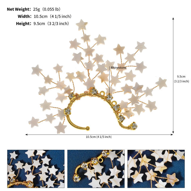 Personality handmade star pearl bead flower ear wrap