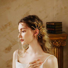 Personality handmade star pearl bead flower ear wrap
