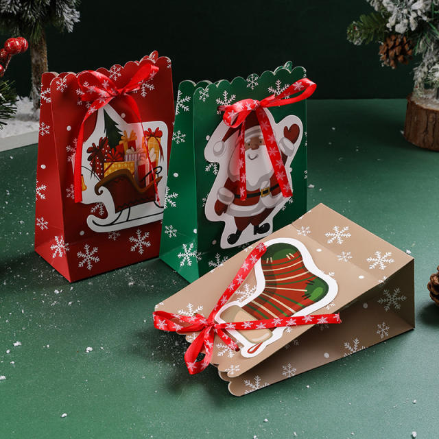 Creative ribbon bow christmas gift paper bag candy bag
