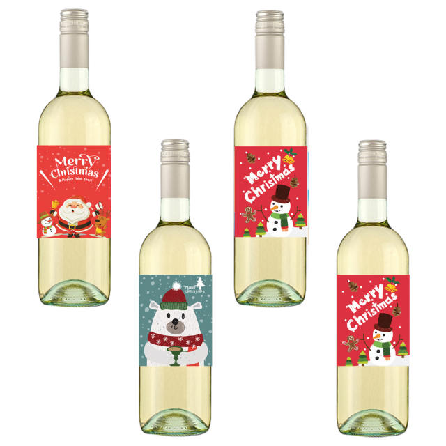 Christmas party wine bottle waterproof stickers