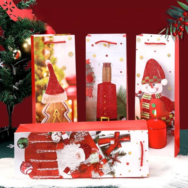Christmas red wine packing paper bag 1pcs price