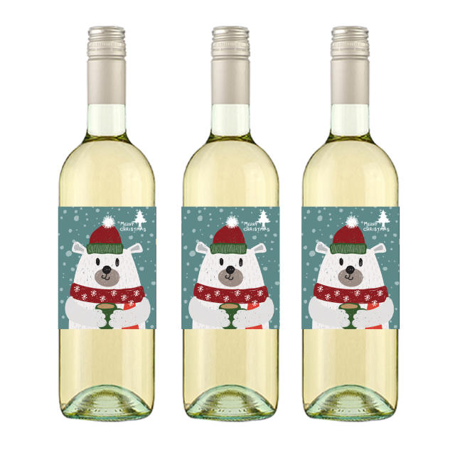 Christmas party wine bottle waterproof stickers