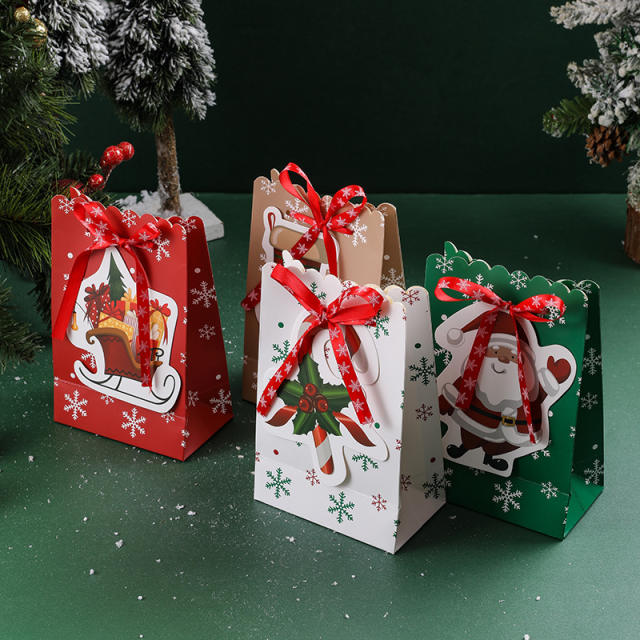 Creative ribbon bow christmas gift paper bag candy bag