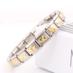 Hot sale gold heart symbol stainless steel elastic bangle bracelet