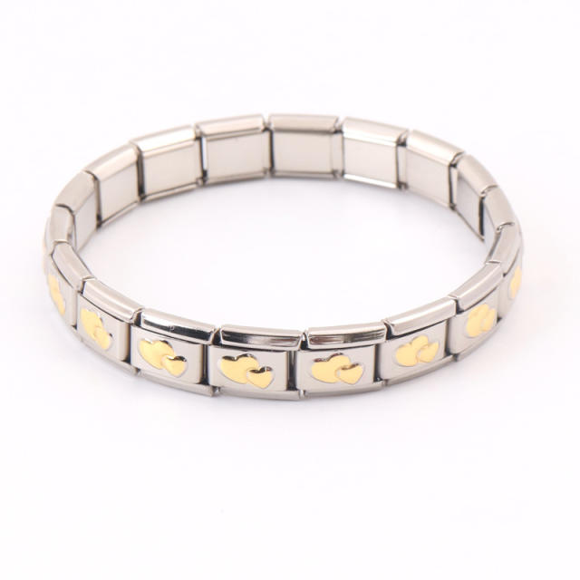 Hot sale gold heart symbol stainless steel elastic bangle bracelet