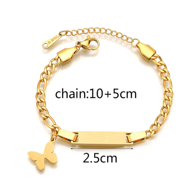 DIY stainless steel chain bar bracelet engrave letter bracelet for kids