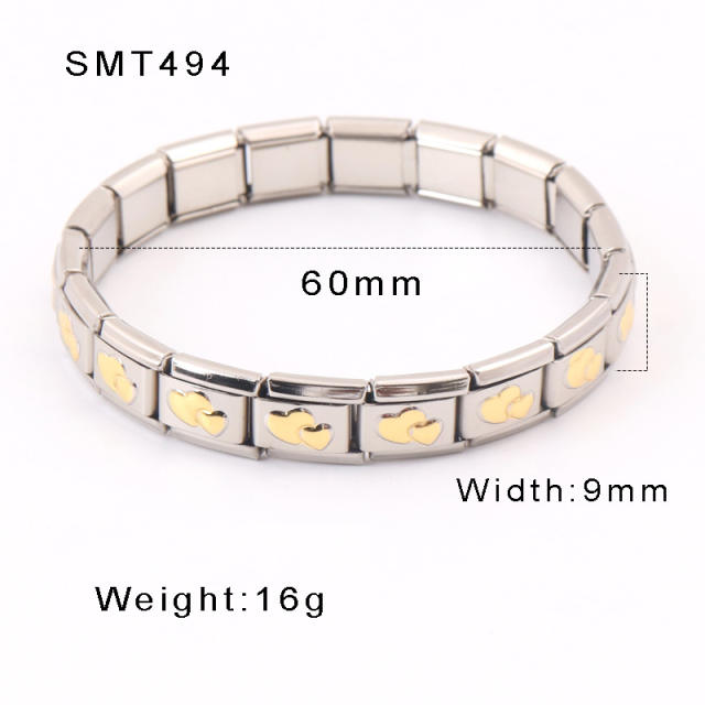 Hot sale gold heart symbol stainless steel elastic bangle bracelet
