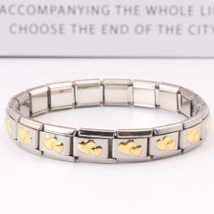 Hot sale gold heart symbol stainless steel elastic bangle bracelet