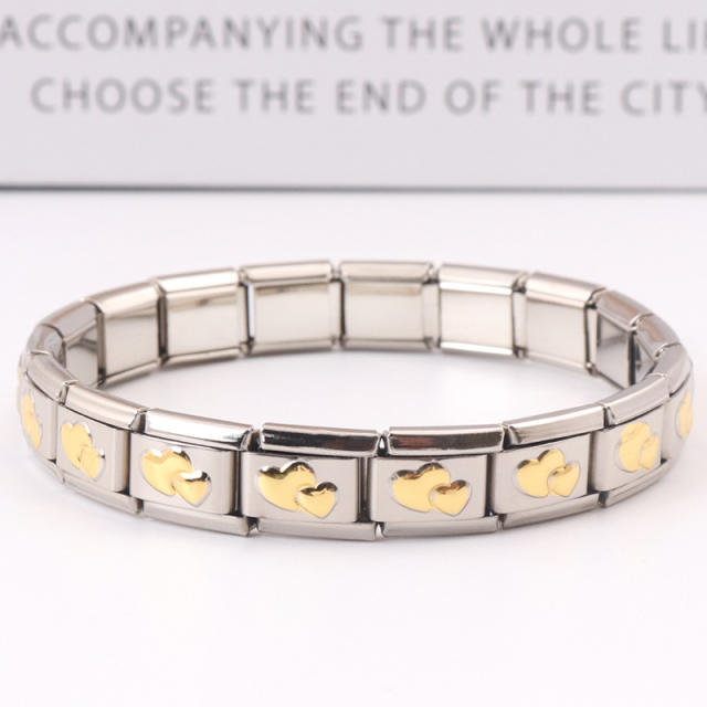 Hot sale gold heart symbol stainless steel elastic bangle bracelet