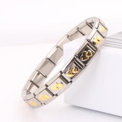Hot sale gold heart symbol stainless steel elastic bangle bracelet