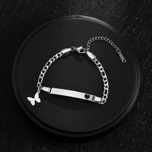 DIY stainless steel chain bar bracelet engrave letter bracelet for kids