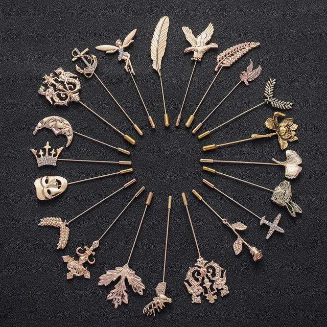 Vintage metal flower pin brooch for men