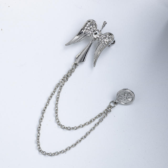 Baroque elegant chain tassel metal brooch for men women