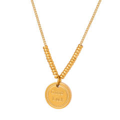 Good luck coin pendant stainless steel necklace