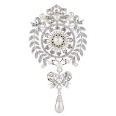 Korean fashion rhinestone pearl bead metal brooch