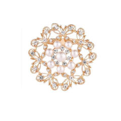 Delicate imitation pearl rhinestone flower metal brooch gift brooch