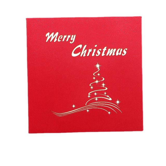 3D hollow out christmas tree holiday festive greeting cards