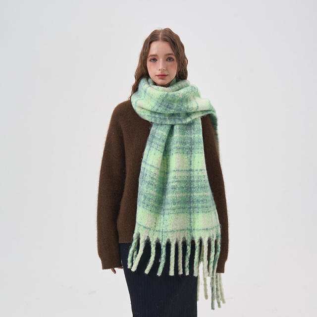 Fresh green color warm scarf