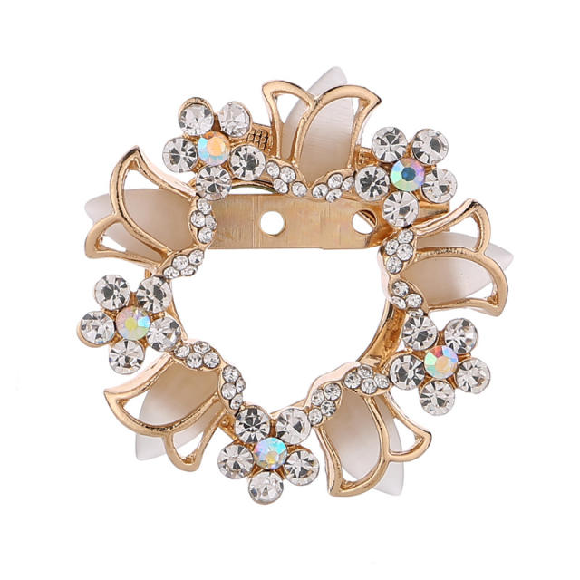 Delicate opal stone flower design metal brooch scarf brooch