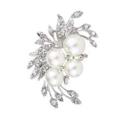Korean fashion rhinestone pearl bead metal brooch