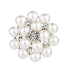 Korean fashion rhinestone pearl bead metal brooch