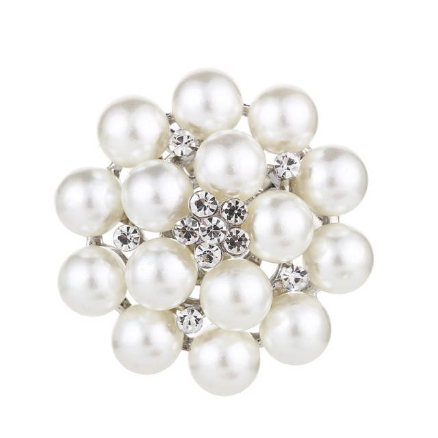 Korean fashion rhinestone pearl bead metal brooch
