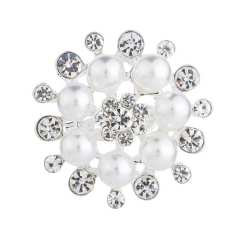 Korean fashion rhinestone pearl bead metal brooch