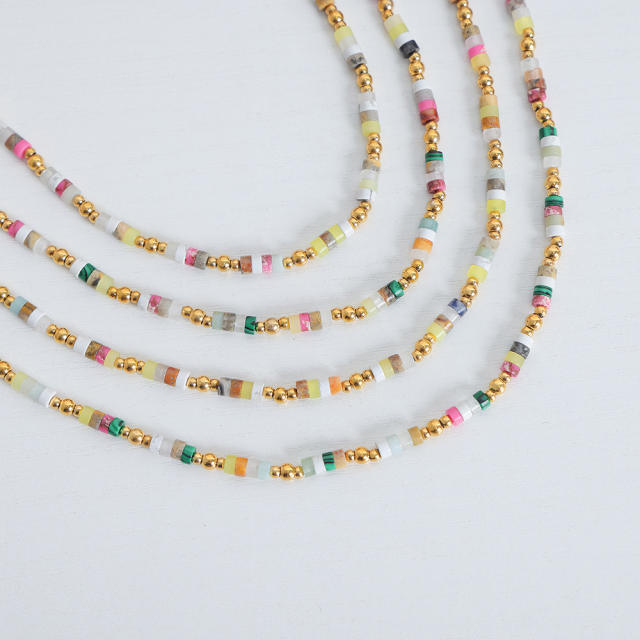 Handmade colorful bead stainless steel bead choker necklace