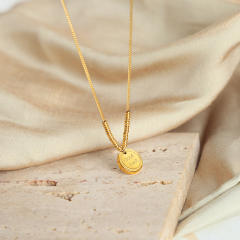 Good luck coin pendant stainless steel necklace